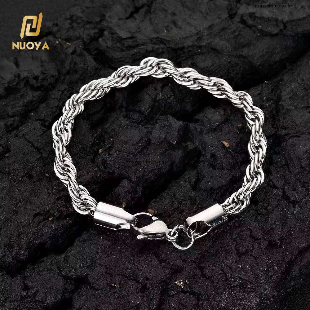 Nuoya 3/4/5/6mm Stainless Steel Bracelets Gold Pltead Jewelry Twisted Rope Chain Bracelet