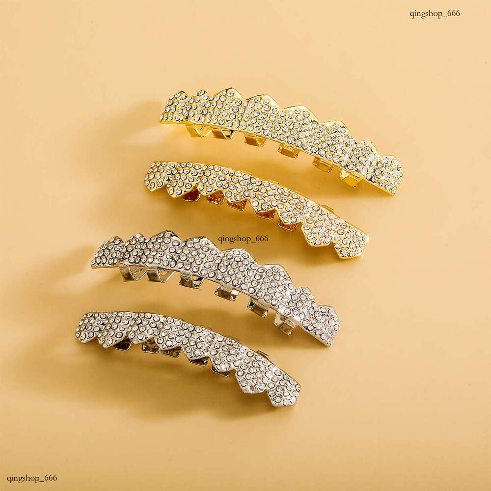 High-Quality Real Plated Gold Set Eight Full Dia Hip-Hop Teeth Grillz