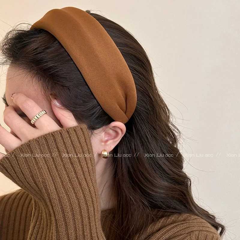 Vintage Solid Soft Cotton Hairband for Girls Sweet Hair Ornament Band Hair Hoop Hair Band Fashion Hair Accessories Y250809