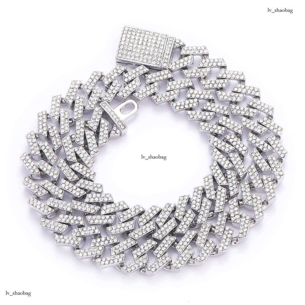 15mm Dia-Shaped Cuban Chain Alloy Inlaid with Dias Men's Cool Hip-Hop Necklace