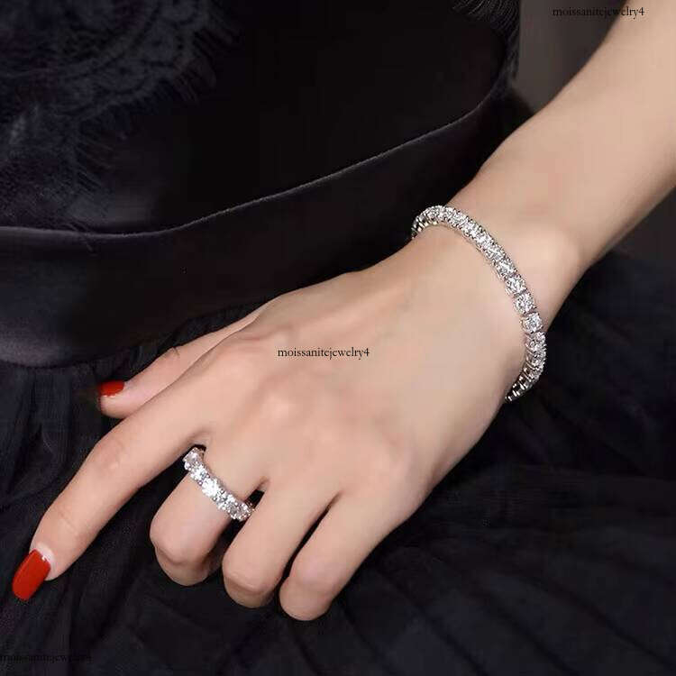 Tennis Chain Sterling Sier 2mm 3mm Melee GRA Moissanite Dia Women's Bracelet Necklace Hiphop Jewelry