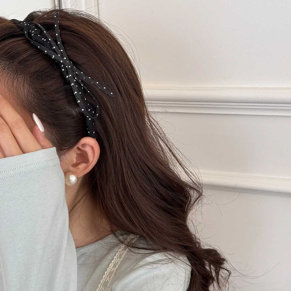 Korean Polka Dot Bow High Cranial Top Band 2025 New Summer Temperament Versatile Gear Daily External Band Y250809