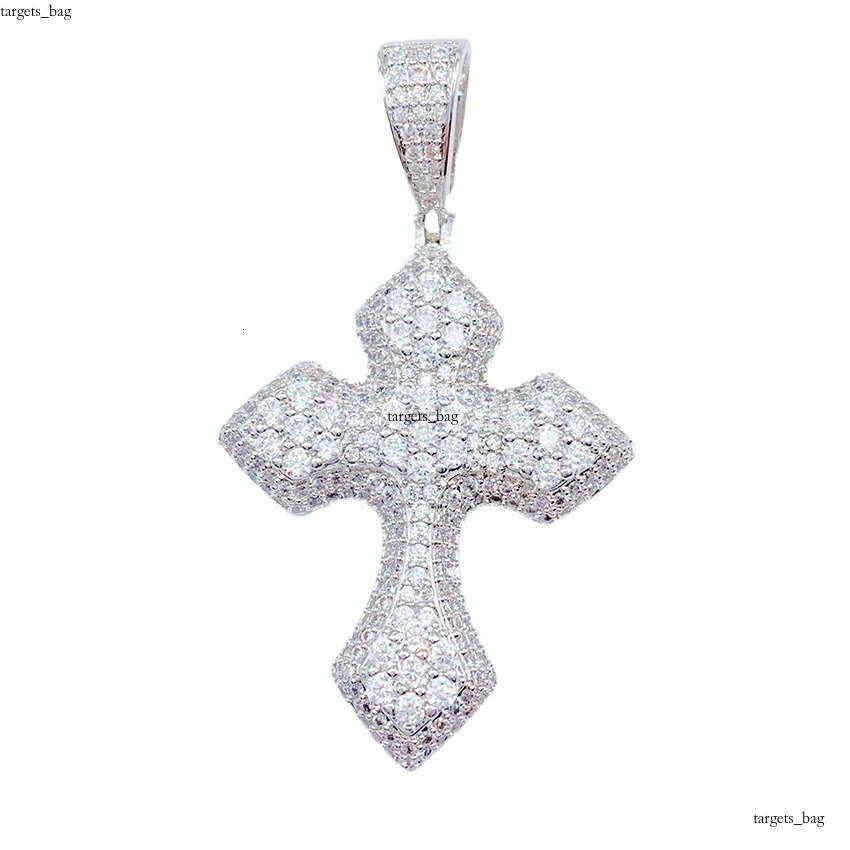 Personalized Full Sterling Silver Inlaid Moissanite chain Cross Hip Hop Jewelry Unisex Necklace Pendant