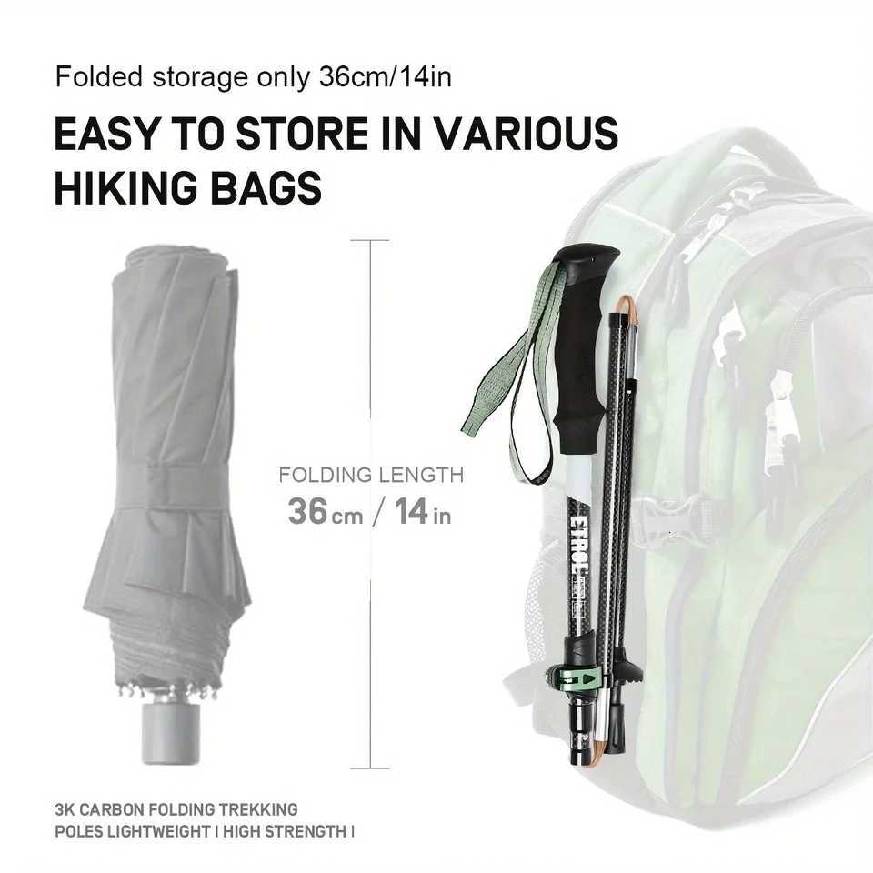 Ultralight Foldable Trekking Polished Telescopic Nordic Walking Sticks Portable Outdoor Camping Hiking Gear for Trekking Z250809
