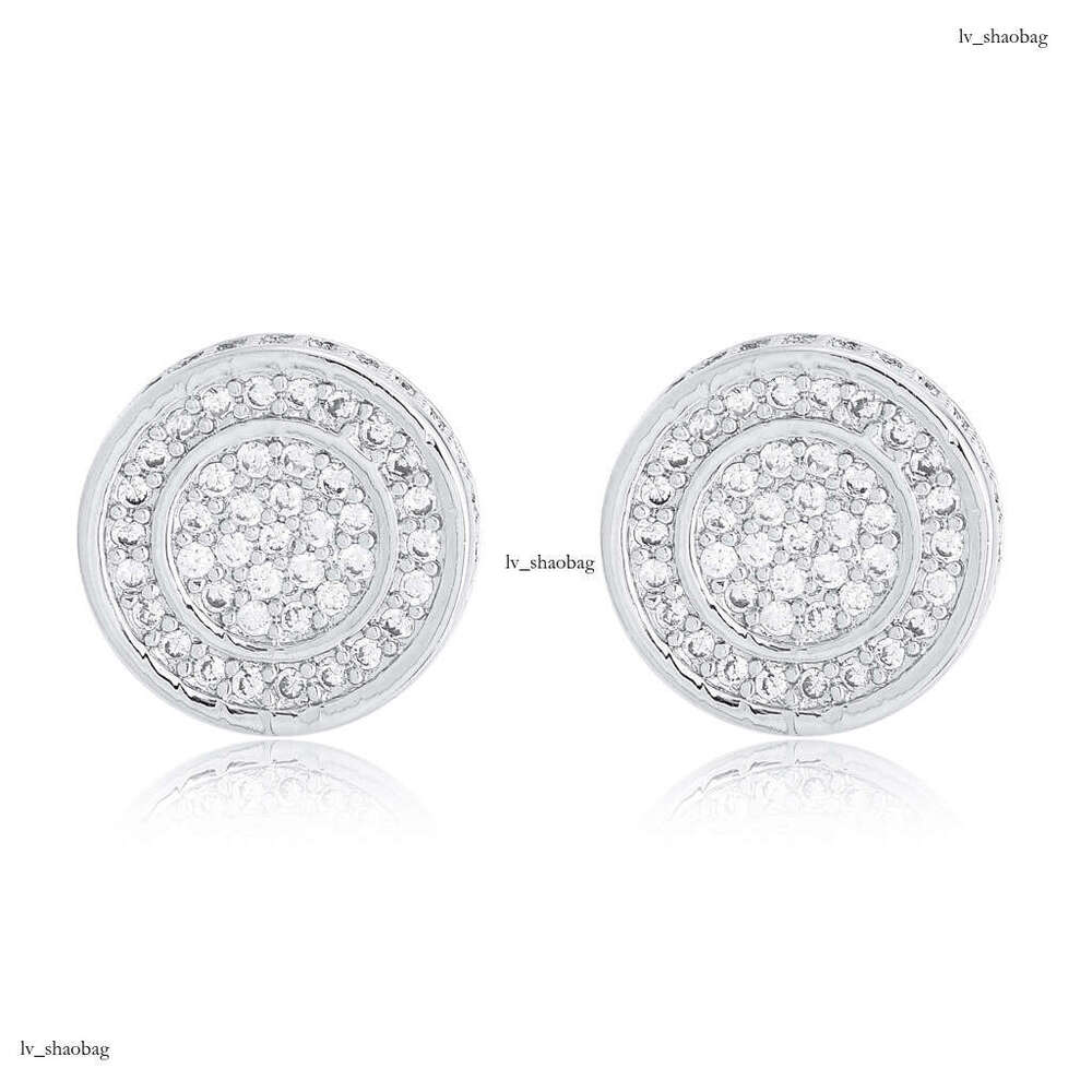 New Style Iced Out VVS Needle Round Men's Earrings Full Zircon Hip-Hop Trendy Jewelry