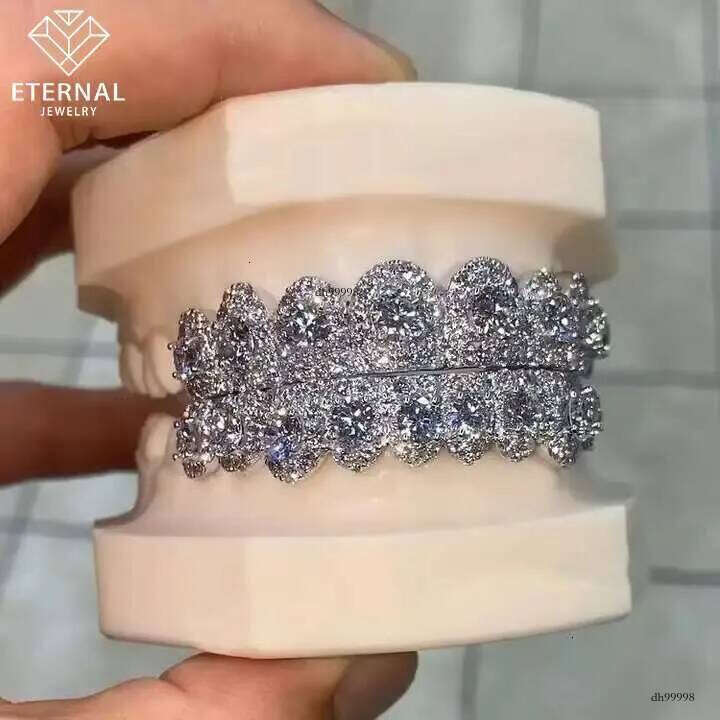 Custom Flawless BBHONEYCOMB Big Stones S Sier 10K 14K Solid Gold VVS Moissanite Lab Dia Iced Out Grillz for Teeth
