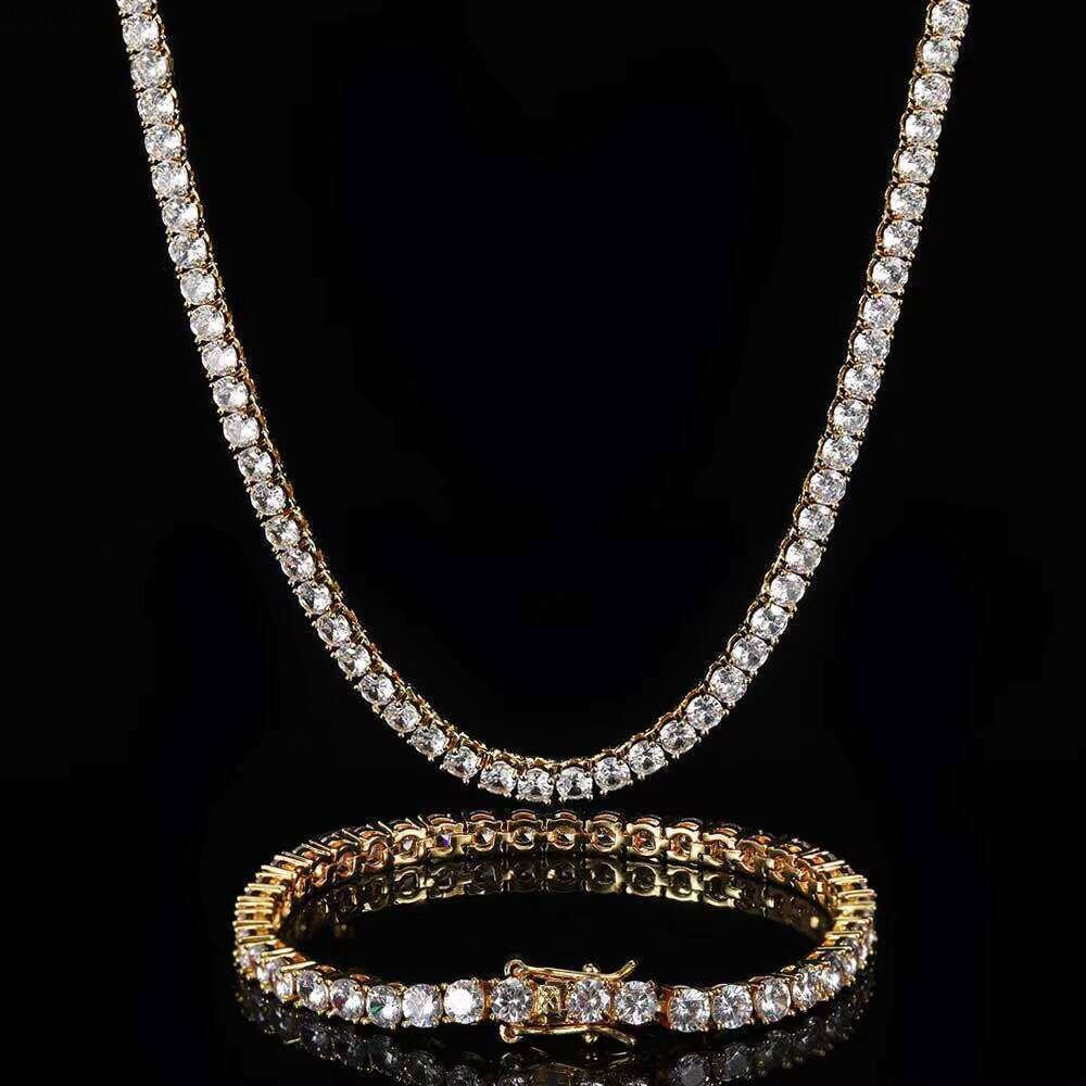 NUOYA 3MM High Quality Dia Bracelet Iced Out CZ Stone Gold Plated Tennis Chain Jewelry for Women