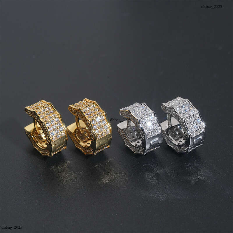 ICED OUT Hip Hop Sterling Sier Stud 5A Zircon Inlaid Men and Women Earrings