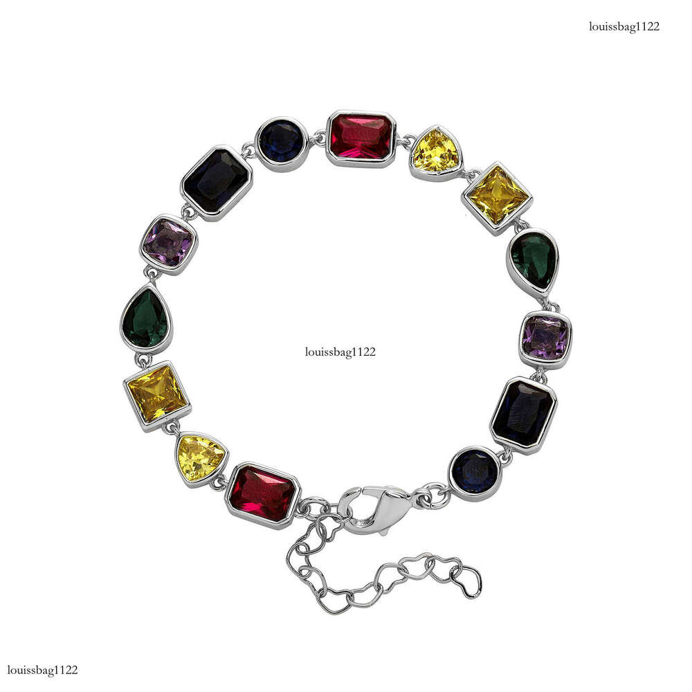 Vintage Bracelet with Irregular Shaped Colorful Dias, Handmade Paved Zircon Fashion Jewelry