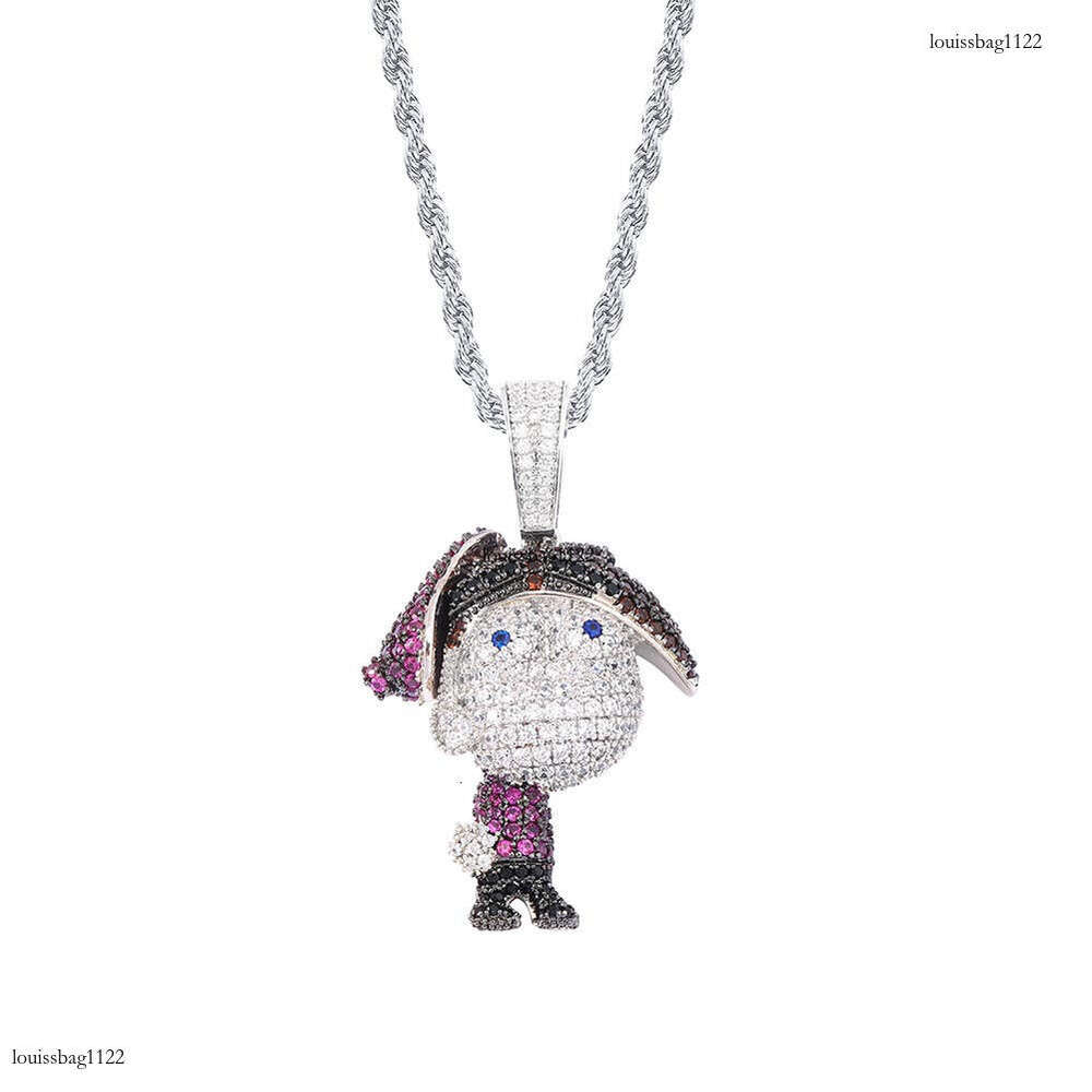 Anime Family Mart Main Timmy Cartoon Character Pendant Full Moissanite chain Personality Hip-Hop Necklace Jewelry