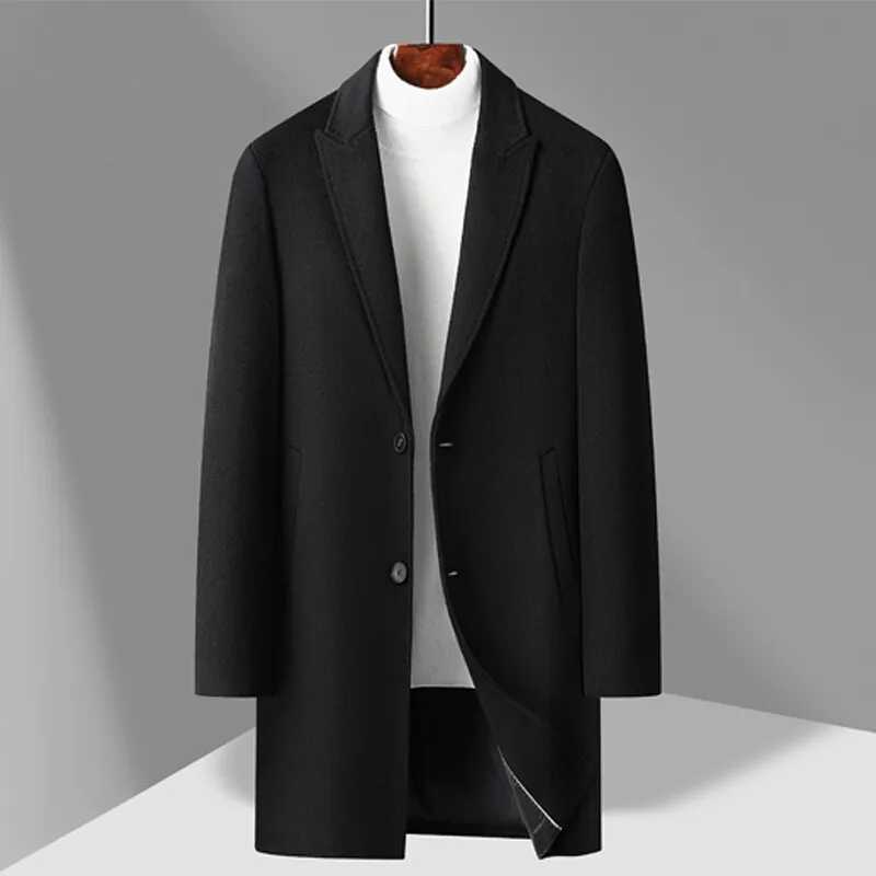 75.8% Sheep Wool Outdoor New Mens Fashion Everything Trend British Style Business Windbreaker Medium Long Woolen Coat XJ250809
