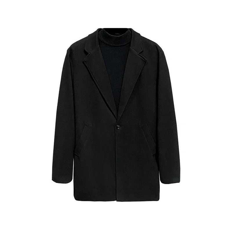 2024-New Mens Fashion Solid Color Business Korean Elegant Gentleman British Style Slim Casual Woolen Medium Long Trench Coat XJ250809