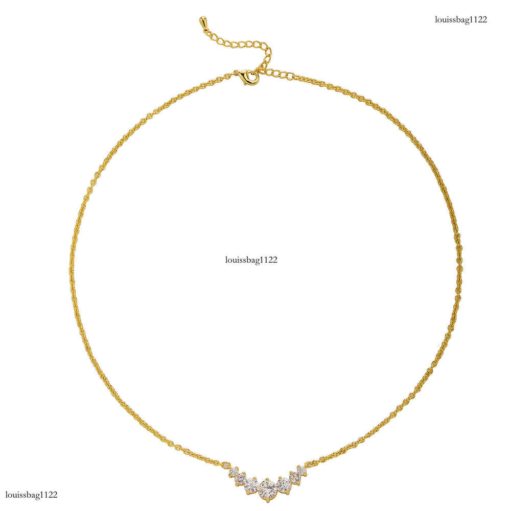 New Sterling Silver Micro-inlaid Gold-plated Smile Necklace for Women Simple Fashion Inlaid Moissanite chain Full Dia Clavicle Chain Pendant