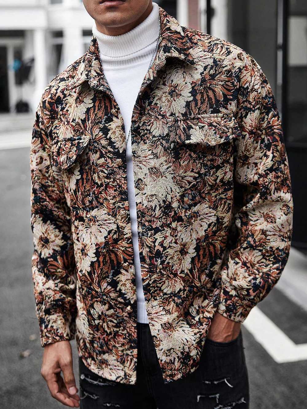 Practical Fashion Casual Floral Print Mens Jacket Loose and Comfortable Fabrics Show The Charm of Daily Travel Mens Jacket W250809