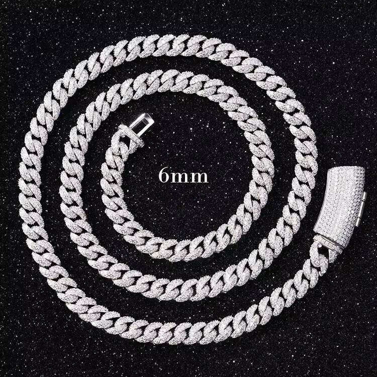 Hot-sale 6mm Ced Out Dia Chain Necklace S Sier VVS Moissanite Cuban Link Fine Jewelry Necklaces for Men Women