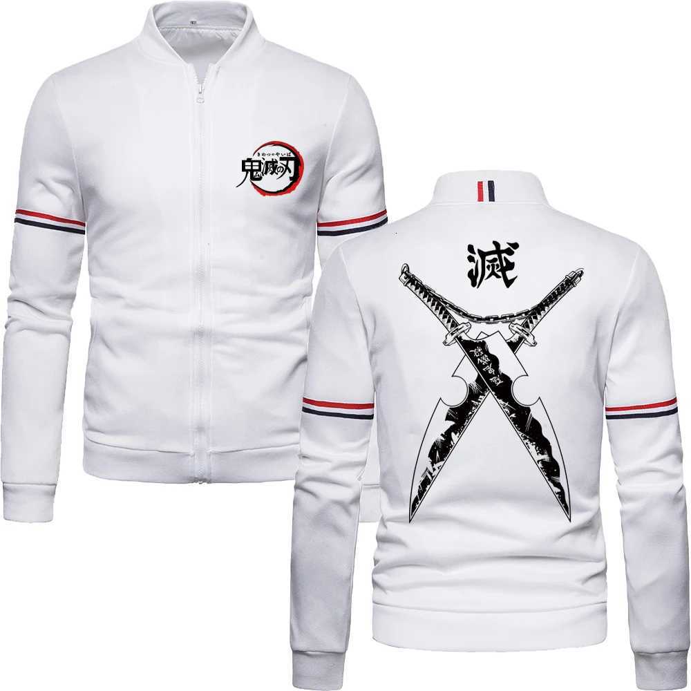 Demon Slayer Anime Baseball Jacket for Men Inosuke Print Manga Zip Up Sweatshirts Gothic Harajuku Jacket Coat Fall Winter W250809
