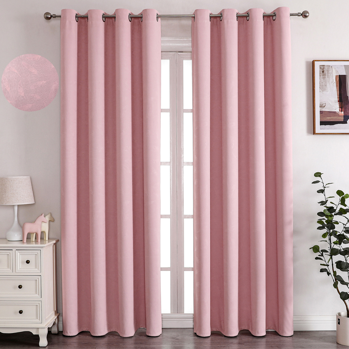 YL-36850 thick double-sided linen blackout curtain project hotel school sound insulation heat insulation blackout cotton linen curtain finished produc