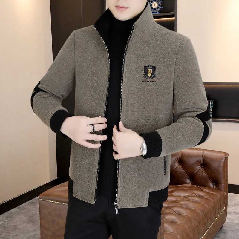 Winter Mens Woolen Jacket Splicing Stand Up Collar Wool Blends Coats Thick Warm Casual Business Social Windbreaker Overcoat XJ250809