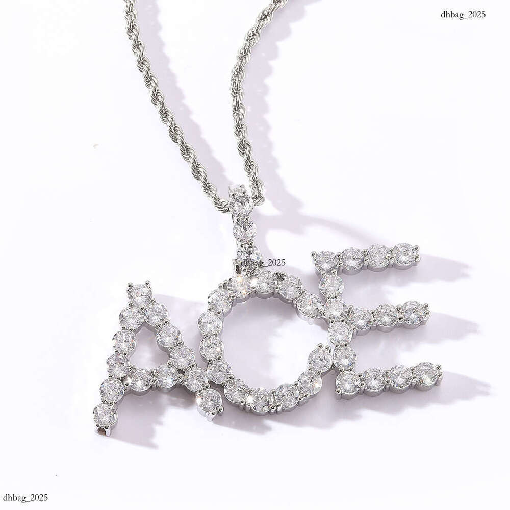 Hip Hop Simple 5mm 3mm Moissanite chain Letter Pendant Necklace Free Combination DIY Custom Splicing