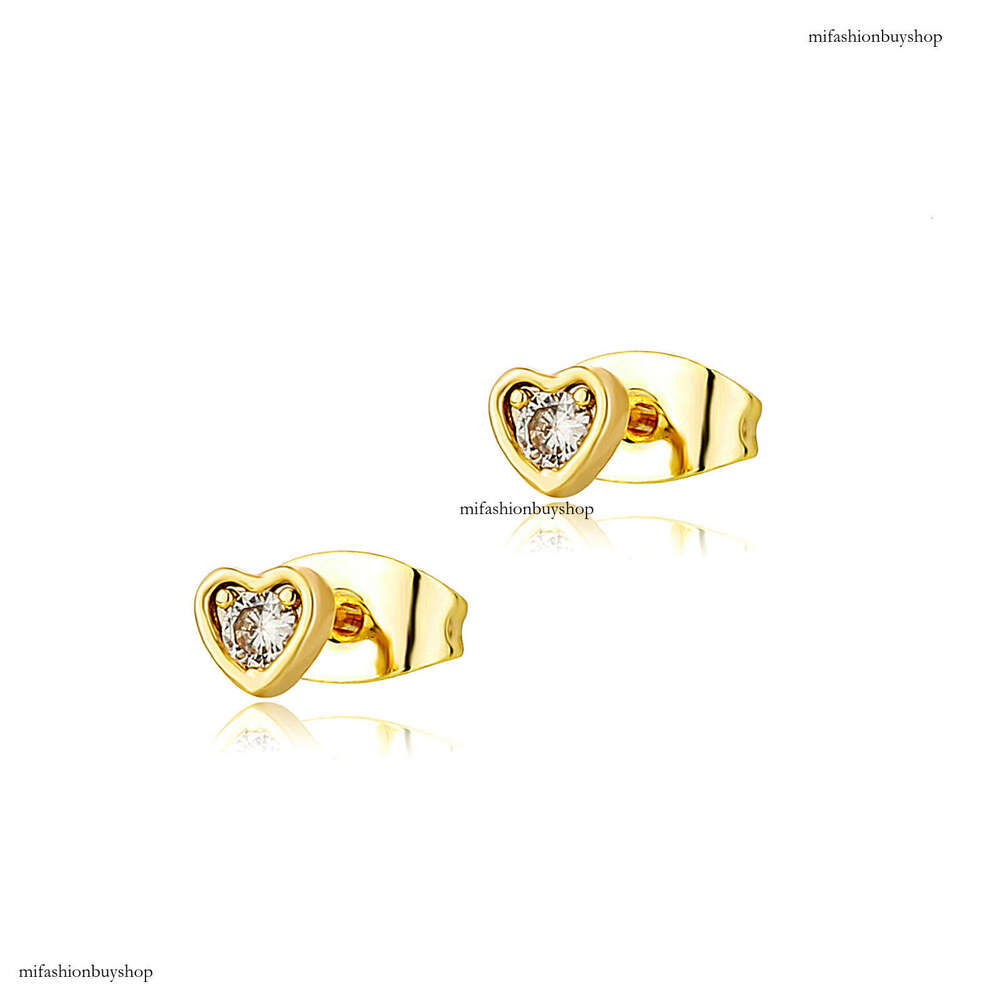 Zircon for Women Sweet Fashion Korean Style Peach Heart Small Earrings Heart-Shaped Dia-Studded Ear Jewelry