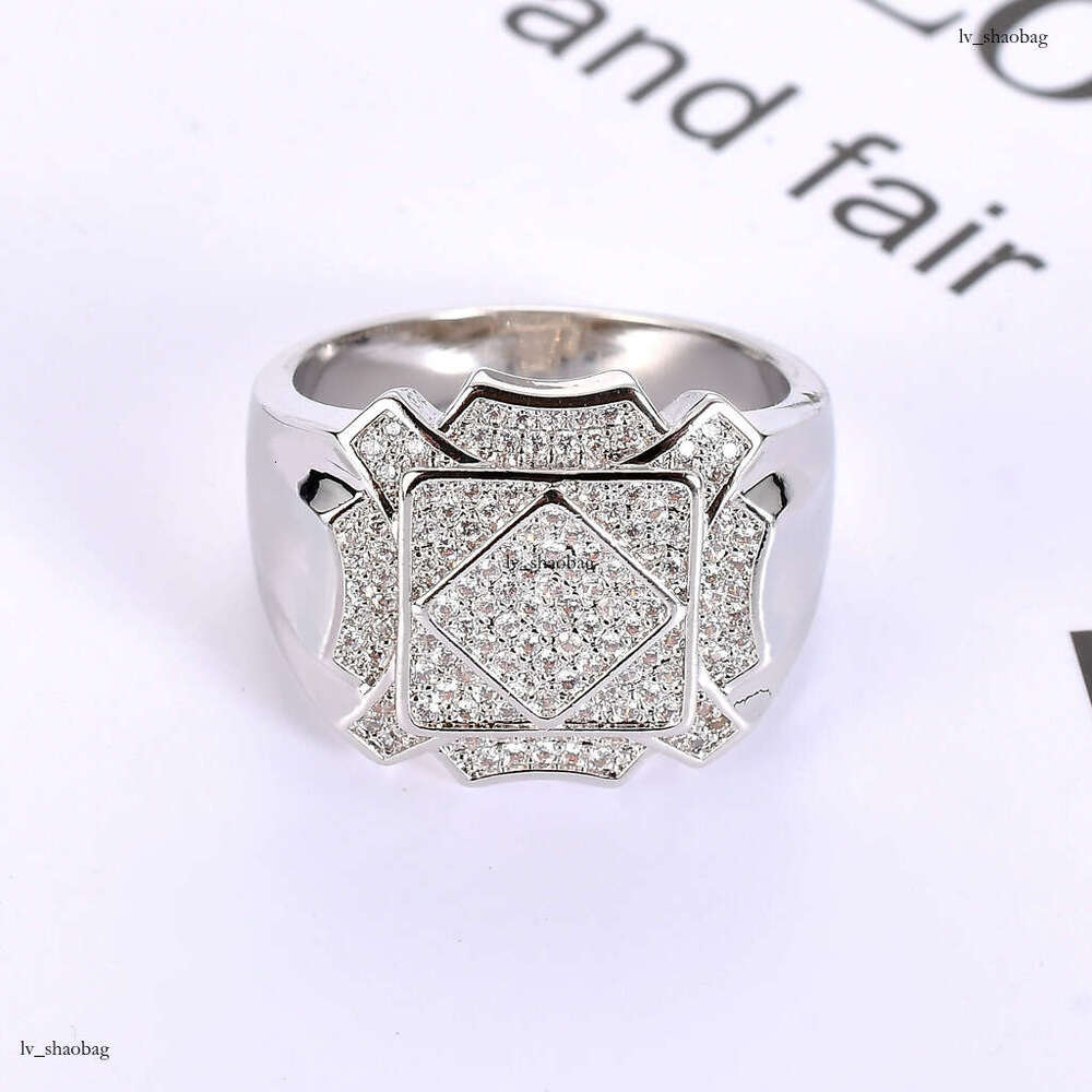 Hip Hop Men's AAA High-End Zircon Geometric Bling CZ Ring