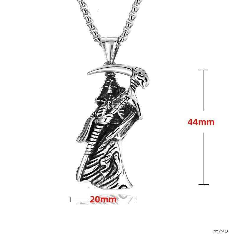Death's Scythe Grim Reaper Pendant Stainless Steel Santa Muerte God of Death Necklace 0b