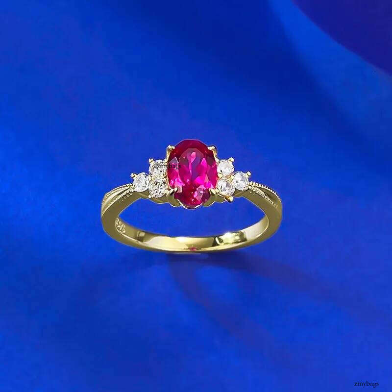 Choucong Vintage Fashion Jewelry Genuine 100% Sterling Sier Oval Cut Red Garnet Lab Moissanite Dia Party Eternity Women Wedding Bridal Ring Gift