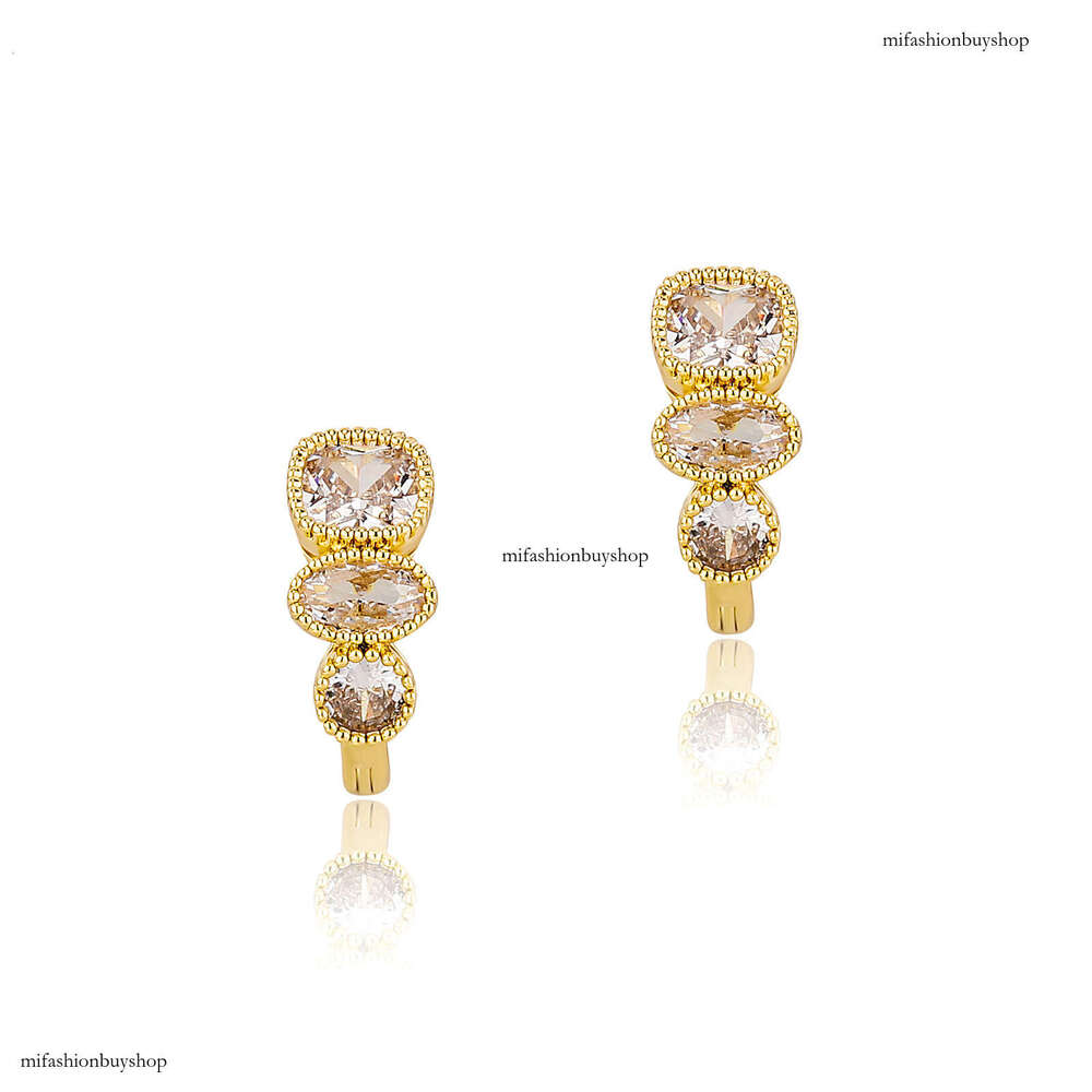 French Gradient Dia Earrings for Women, High-end Sense, Elegant Earrings, Delicate and Versatile Ear Jewelry, Sterling Silver Plated with Real Gold