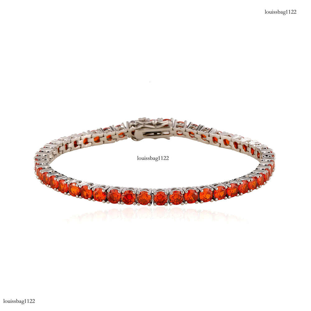 4mm Crystal Zircon Tennis Chain Hip Hop Summer Personality Clasp Colorful Dia Single Row Women's Bracelet Jewelry