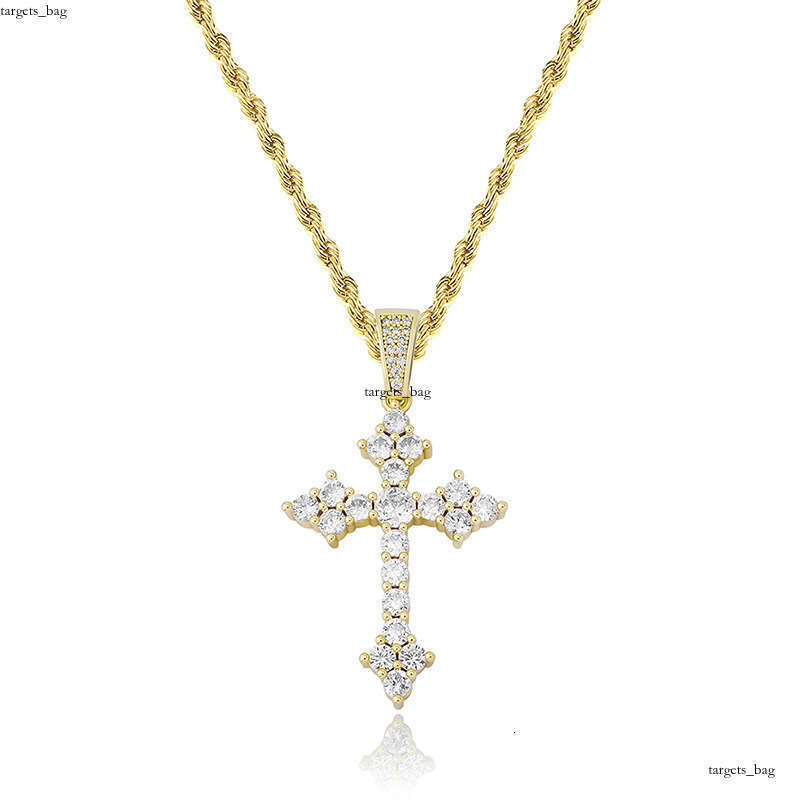 Cross Pendant Full Moissanite chain Simple Religious Necklace Accessory Versatile Inlaid with Dias