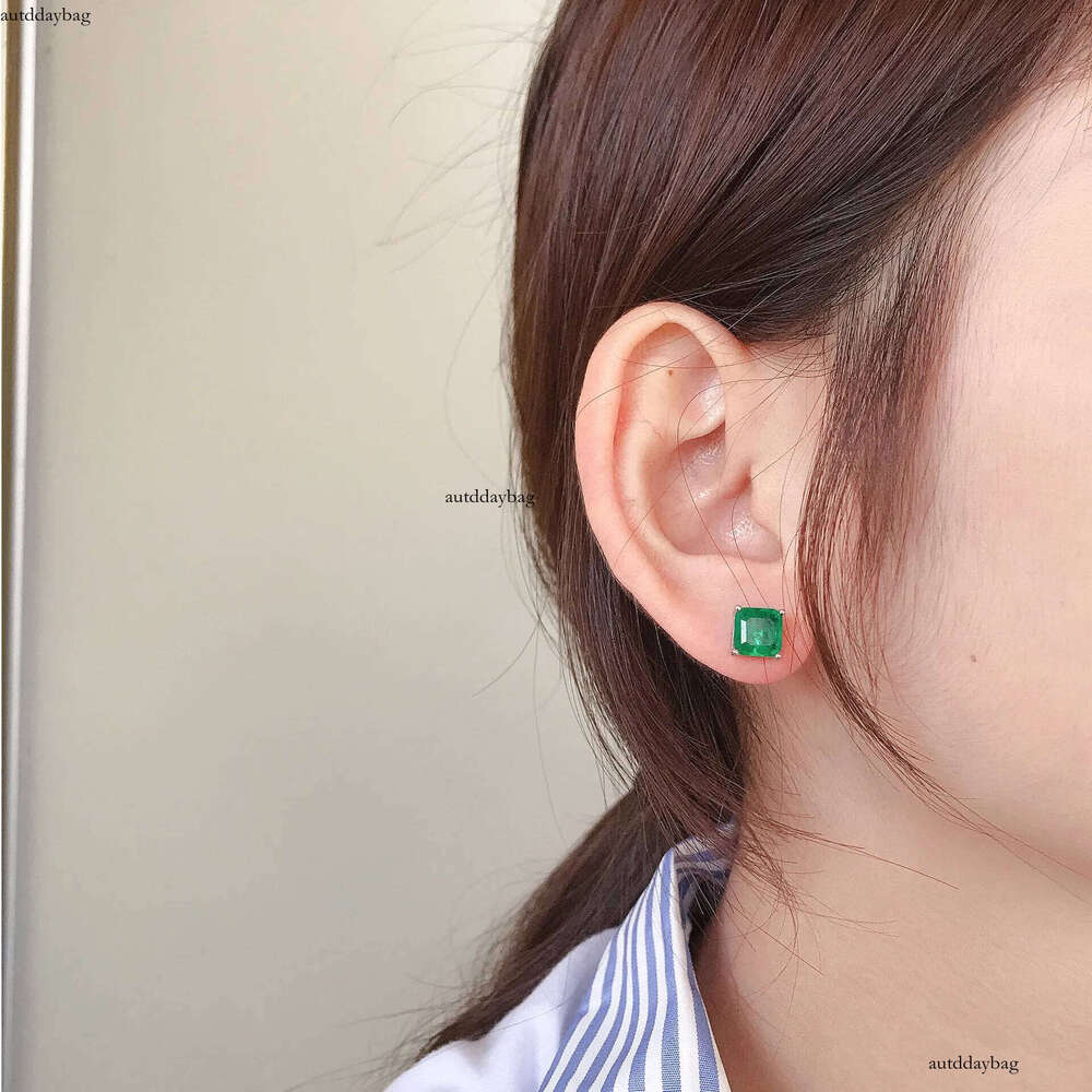 Choucong Brand New Top Sell Stud Earrings Fashion Jewelry Genuine 100% Sterling Sier Princess Cut Emerald Paraiba Party Women Wedding Earring Never Fa