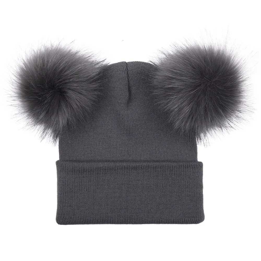 Winter Knit Beanie Hat Double Pom Warm C for Girls C Ski Hat Women Pom Hat Cs Female Cotton Skullies XJ250809