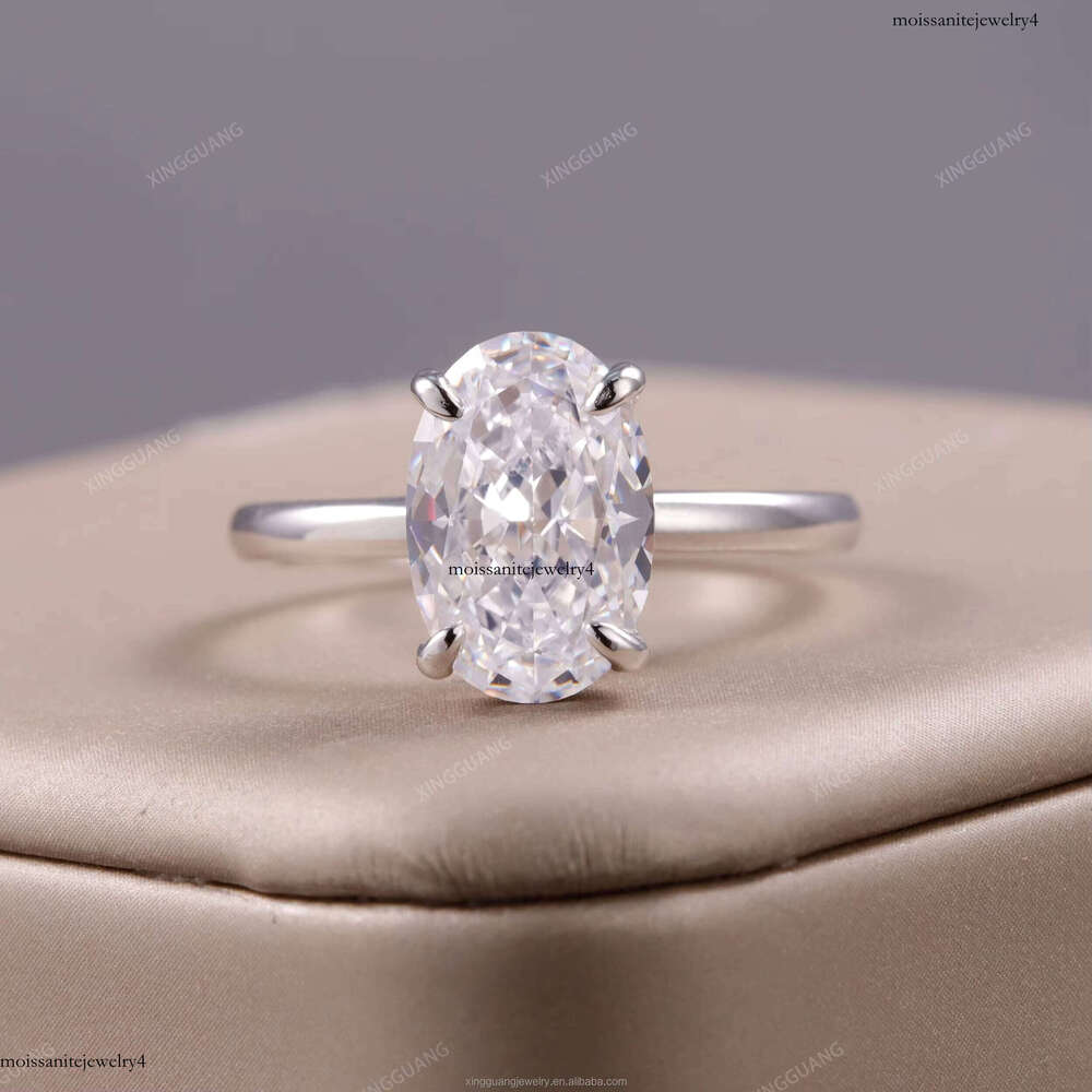 XG Women 2CT Oval Cut Moissanite Fine Rings Real Sier Plated Gold Custom Lab Dia Jewelry