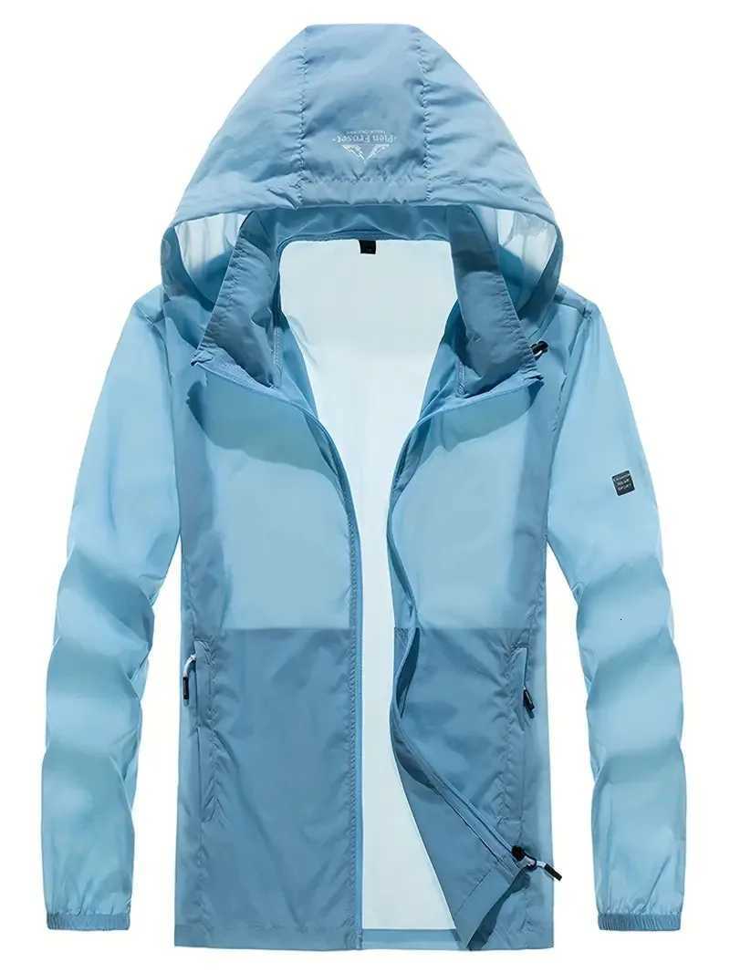 Mens Lightweight Breathable Sun Protection Jacket - Long Sleeve Hooded Outdoor Jacket for Running and Hiking Summer Casual Wear W250809