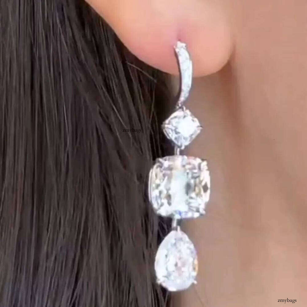 2025 Choucong Top Sell Dangle Earrings Jewelry Sterling Sier Water Drop 5A Cubic Zircon CZ Dia Gemstones party Women Lady Earring For Lover Gift