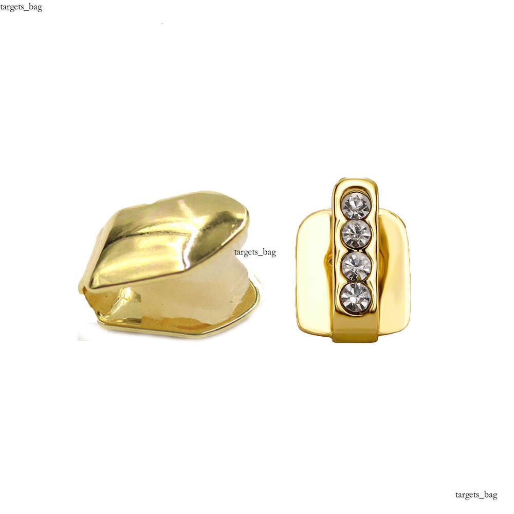 Hip-Hop TEMU Glossy Gold Heart Cross Star Teeth Set Personalized Grillz