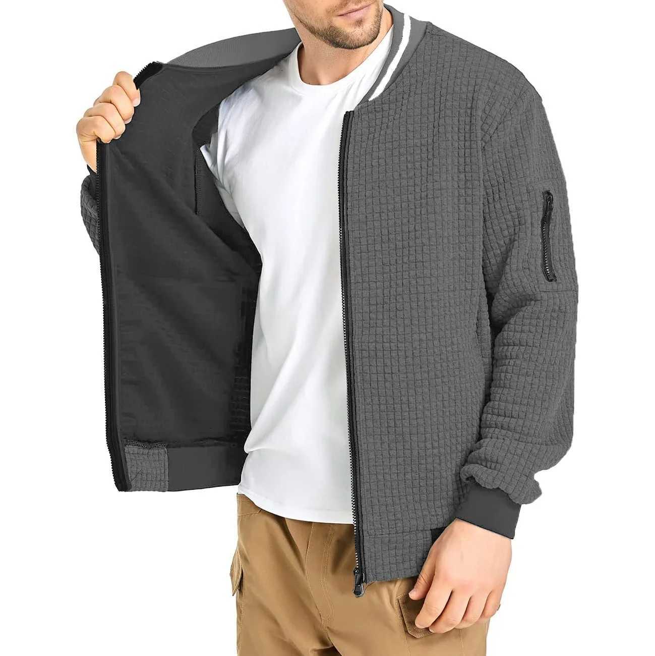 Autumn Mens Long Sleeve Jacket Coats Color-Block Varsity Jacket Lightweight Streetwear New Solid Color Zipper Coat with Pockets W250809