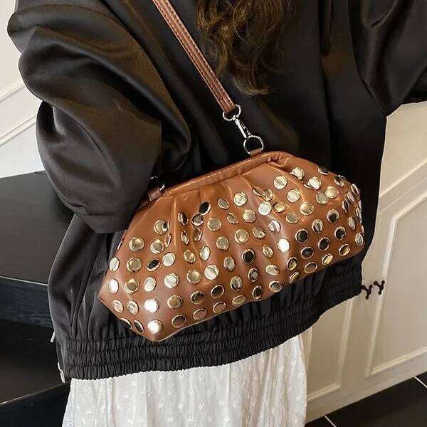 Summer Hot Sale S Studded Clutch Crossbody Bag Stylish Shoulder Handbag For Women Fashionable Elegant