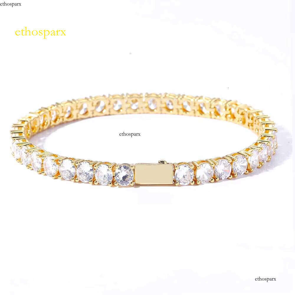 NUOYA Women's 3mm Gold Plated Dia Tennis Bracelet Hip Hop Style Iced Out Zircon Chain Jewelry for Gift