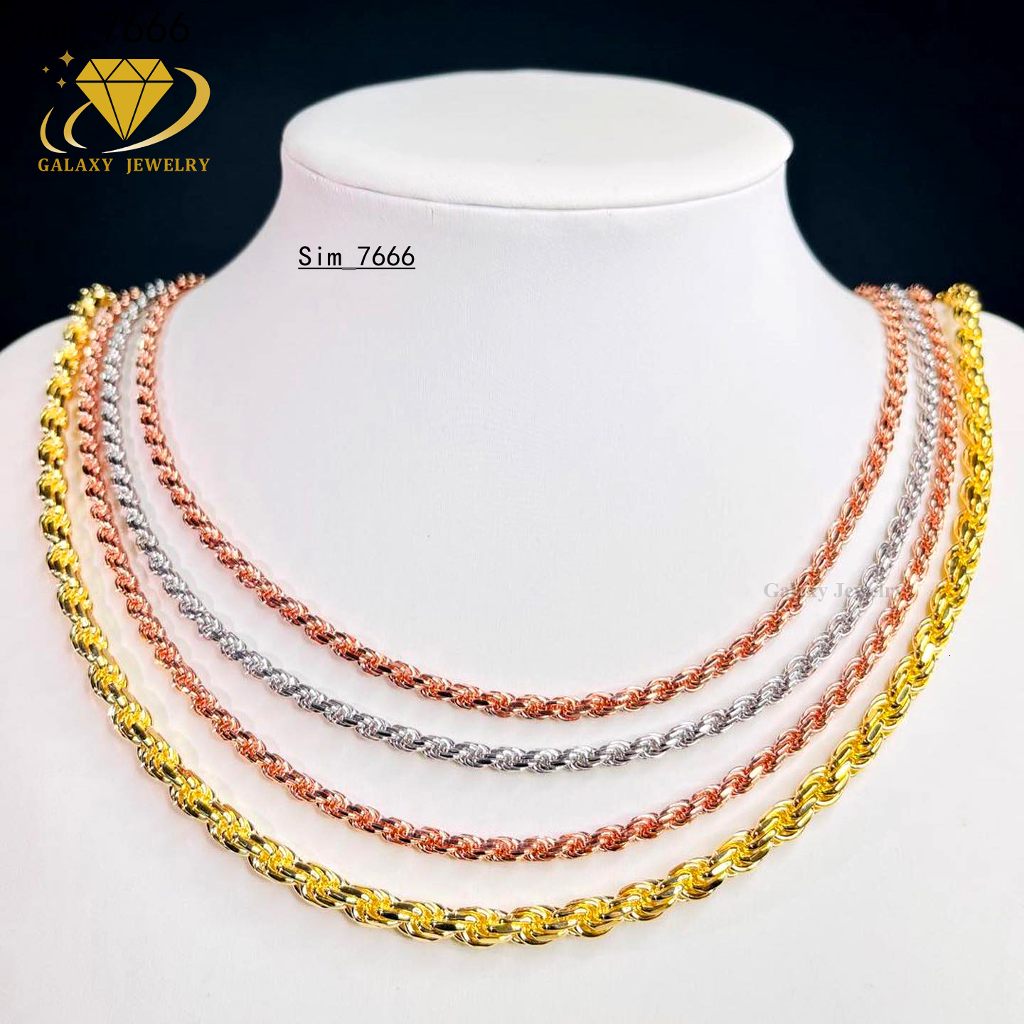 Hip Hop Jewelry 925 Silver Gold Plated Rope Chain Necklace Factory Wholesale Making Machine Rope Chains for Men