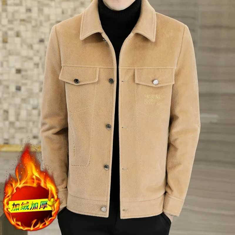 Winter Mens Short Woolen Coat Thick Warm Wool Blends Jacket Fashion Mink Fur Solid Color Casual Business Overcoat Men ClothingXJ250809