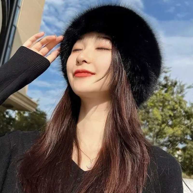 Winter Warm Plush Hats Fluffy Imitation Fur Russian Thick Bucket Hat For Women Fashion Outdoor Skiing Beanies XJ250809