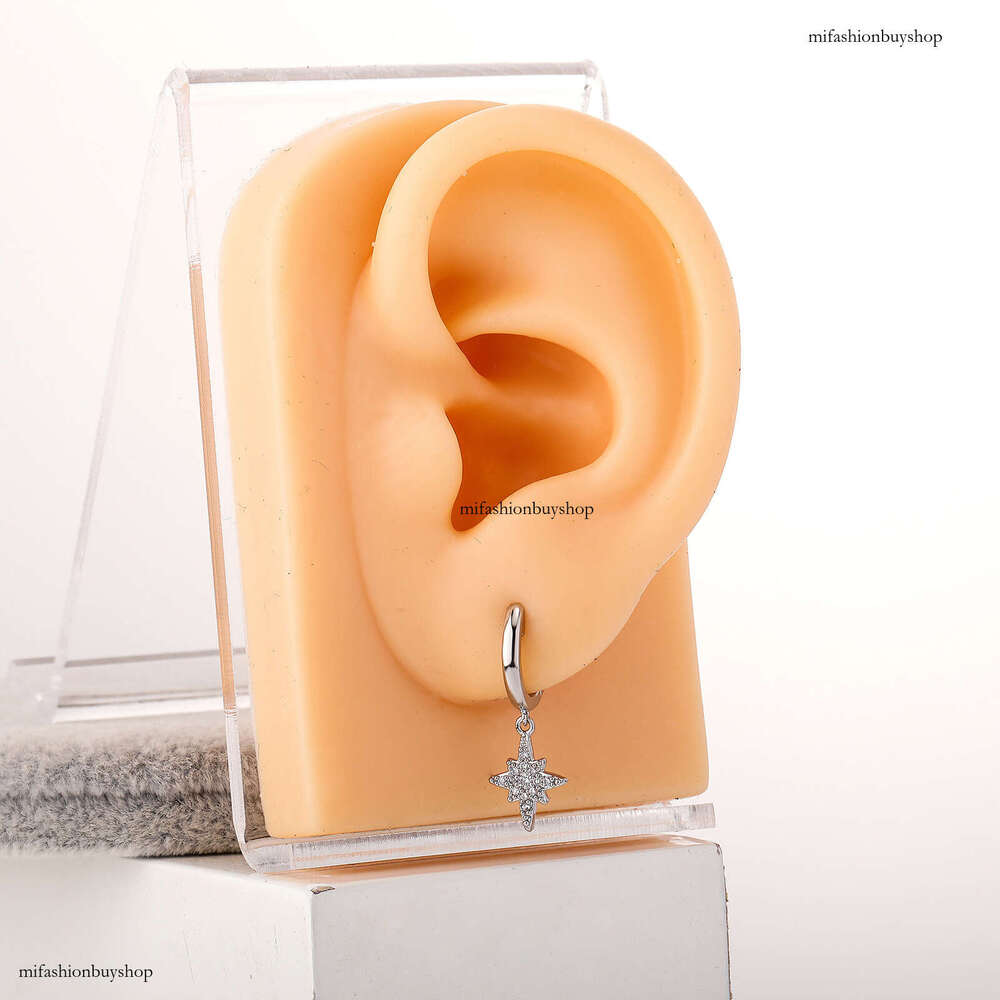 Fashion Hexagram Exquisite Sterling Silver Inlaid Zircon for Women Simple Versatile Drop Earrings Gold Australian Jewelry Ear Accessories