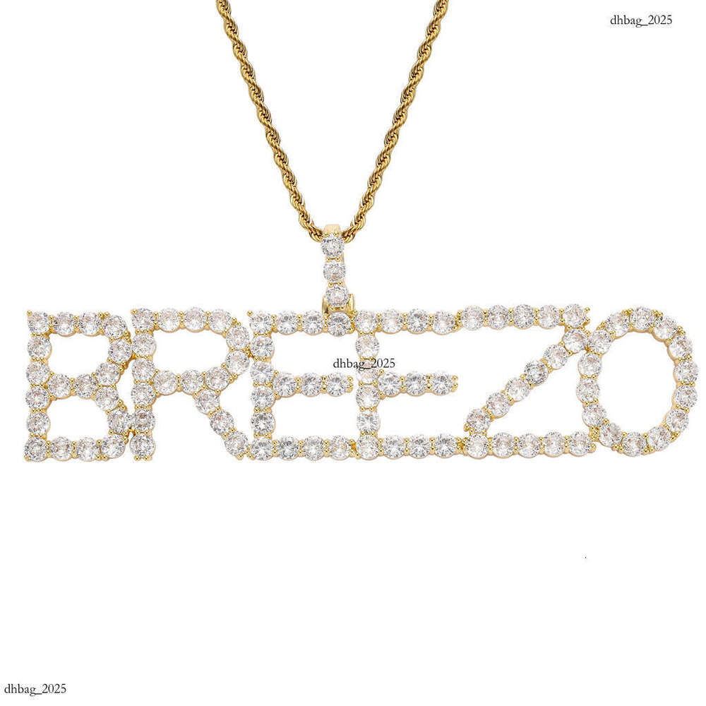 Hip Hop Simple 5mm 3mm Moissanite chain Letter Pendant Necklace Free Combination DIY Custom Splicing