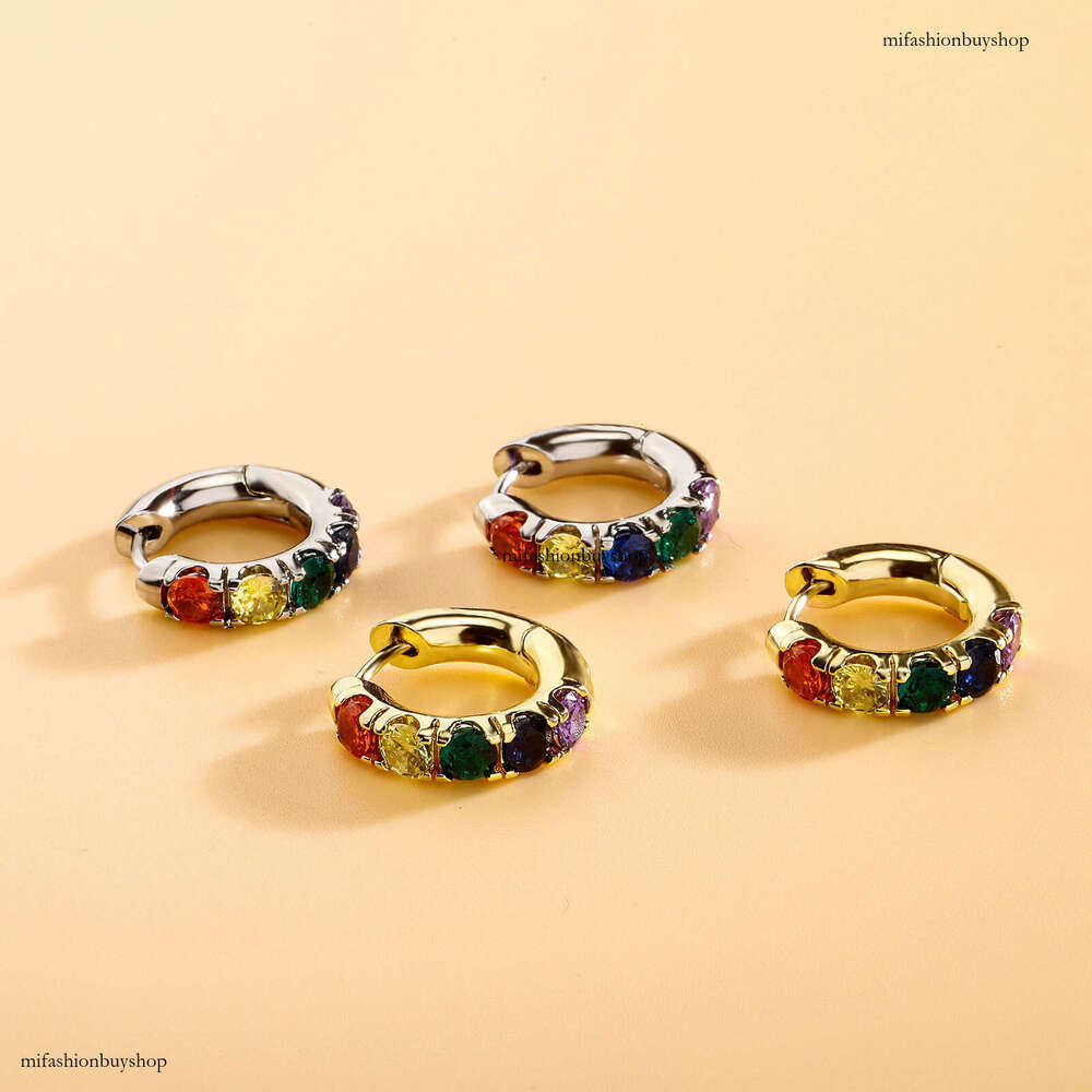 Colorful Zircon Dopamine Jewelry Niche High-end Women's Earrings Simple Elegant Studs