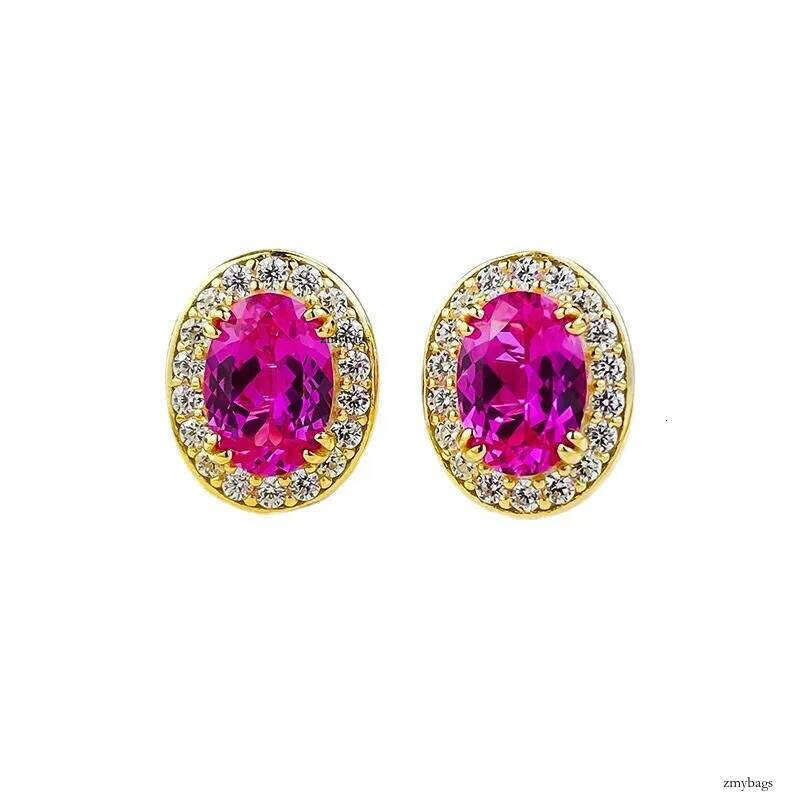 2025 Choucong Ins Top Sell Stud Earrings Elegant Stunning Simple Fine Jewelry Pure 100% S Sterling Sier Oval Pink Moissanite Dia Gold Earring Lady Gif