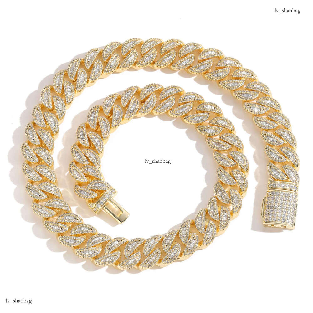 15mm Hip Hop Square Round Dia Mixed T-Cubic Moissanite chain Cuban Chain Trendy Men's Necklace