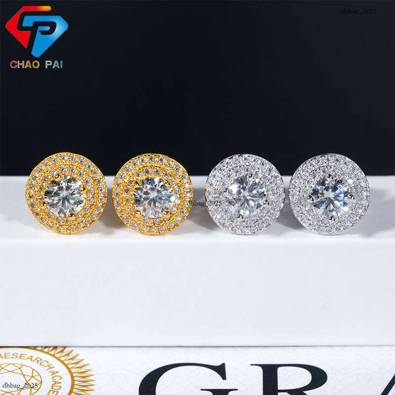 Super Sparkling Moissanite Pure Sier Full Dia Inlaid Unisex Commuting Design Hip-Hop Style Earrings