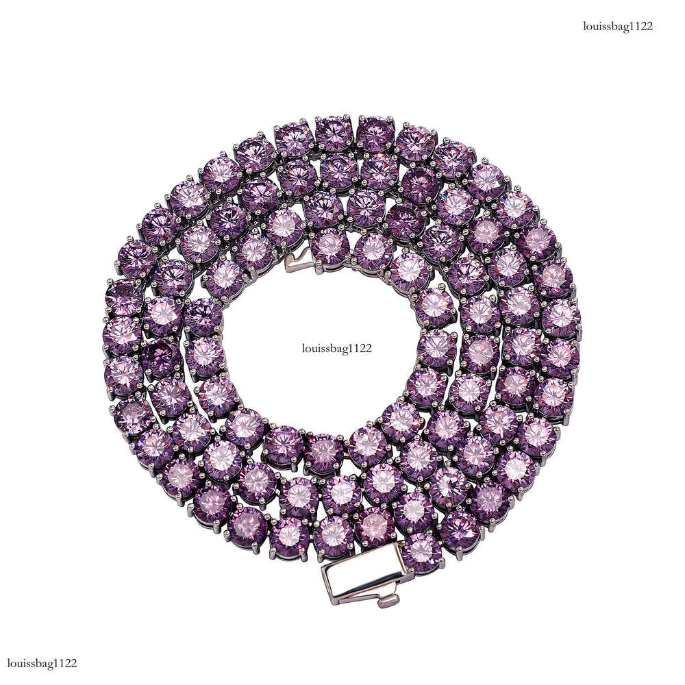 5mm Colorful Moissanite chain Tennis Chain Hip Hop Personality Trendy Full Color Dia Single Row Necklace Women's Bracelet Jewelry