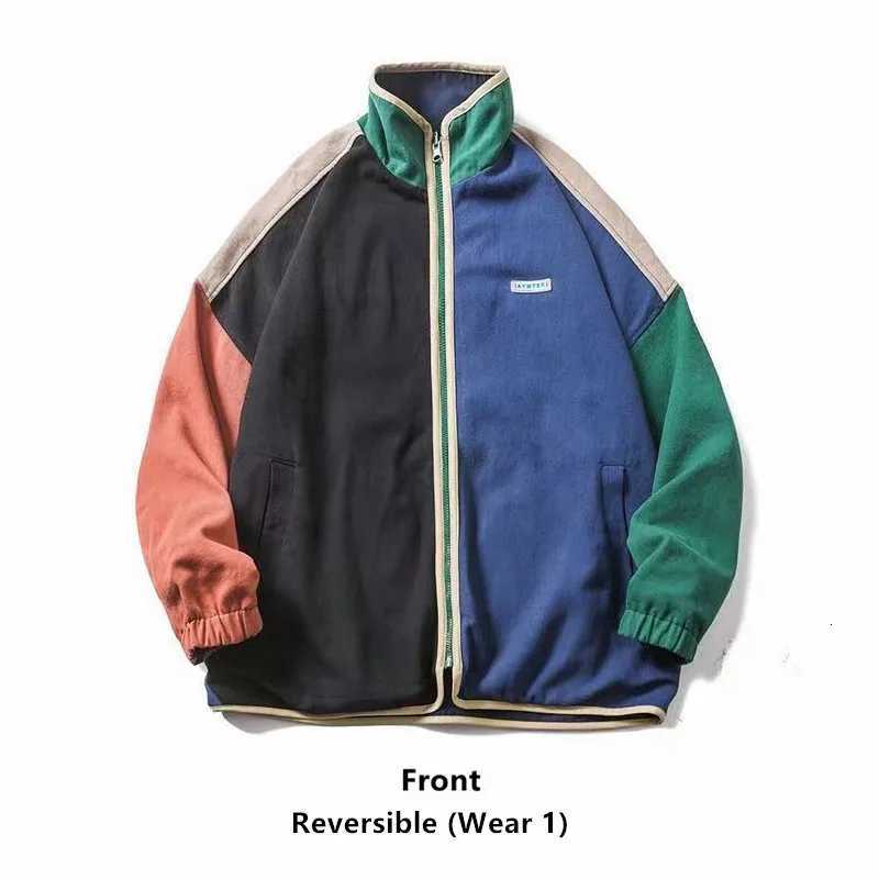 90s Vintage Jackets Men Contrast Color Windbreaker Women Coat Two-Way Reversible Oversized Retro Jackets Clothing W250809